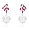 Oriental Pearl Earring Buddha Energy Protection of White Ruby Gems Energy Heal Pearl Earring
