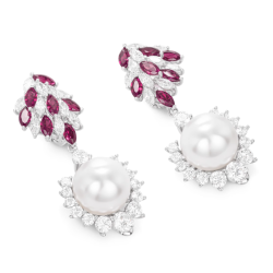 Oriental Pearl Earring Buddha Energy Protection of White Ruby Gems Energy Heal Pearl Earring