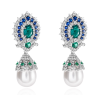 Oriental Pearl Earring Buddha Energy Protection of White Pear Emerald Gems Energy Heal Pearl Earring