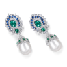 Oriental Pearl Earring Buddha Energy Protection of White Pear Emerald Gems Energy Heal Pearl Earring