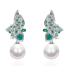 Oriental Pearl Earring Buddha Energy Protection of White Heart Emerald Gems Energy Heal Pearl Earring