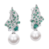 Oriental Pearl Earring Buddha Energy Protection of White Heart Emerald Gems Energy Heal Pearl Earring
