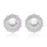 Oriental Pearl Earring Buddha Energy Protection of White Round Diamond Energy Heal Pearl Earring