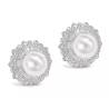 Oriental Pearl Earring Buddha Energy Protection of White Round Diamond Energy Heal Pearl Earring