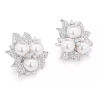 Oriental Pearl Earring Buddha Energy Protection of White 3 Beads Diamond Energy Heal Pearl Earring