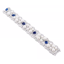Oriental Pearl Bracelet Buddha Energy Protection of White Heart Sapphire Diamond Energy Heal Pearl Bracelet