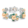 Oriental Pearl Bracelet Buddha Energy Protection of Gold Emerald Gems Flower Energy Heal Pearl Bracelet
