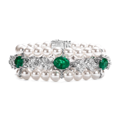 Oriental Pearl Bracelet Buddha Energy Protection of White Emerald Gems Diamond Energy Heal Pearl Bracelet