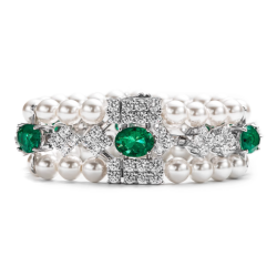 Oriental Pearl Bracelet Buddha Energy Protection of White Emerald Gems Diamond Energy Heal Pearl Bracelet