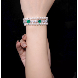 Oriental Pearl Bracelet Buddha Energy Protection of White Emerald Gems Diamond Energy Heal Pearl Bracelet