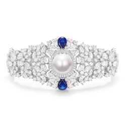 Oriental Pearl Bracelet Buddha Energy Protection of White Sapphire Gems Full Diamond Energy Heal Pearl Bracelet