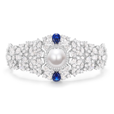 Oriental Pearl Bracelet Buddha Energy Protection of White Sapphire Gems Full Diamond Energy Heal Pearl Bracelet