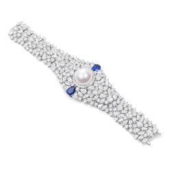 Oriental Pearl Bracelet Buddha Energy Protection of White Sapphire Gems Full Diamond Energy Heal Pearl Bracelet