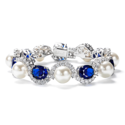 Oriental Pearl Bracelet Buddha Energy Protection of White Interval Sapphire Gems Energy Heal Pearl Bracelet