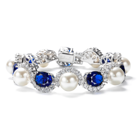 Oriental Pearl Bracelet Buddha Energy Protection of White Interval Sapphire Gems Energy Heal Pearl Bracelet