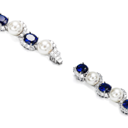 Oriental Pearl Bracelet Buddha Energy Protection of White Interval Sapphire Gems Energy Heal Pearl Bracelet