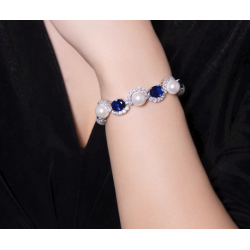 Oriental Pearl Bracelet Buddha Energy Protection of White Interval Sapphire Gems Energy Heal Pearl Bracelet
