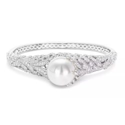Oriental Pearl Bracelet Buddha Energy Protection of White Deisgner Bangle Energy Heal Pearl Bracelet
