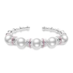 Oriental Pearl Bracelet Buddha Energy Protection of White Bamboo Joint Bangle Energy Heal Pearl Bracelet