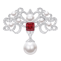 Oriental Pearl Brooch Buddha Energy Protection of White Box Ruby Queen Diamond Energy Heal Pearl Brooch