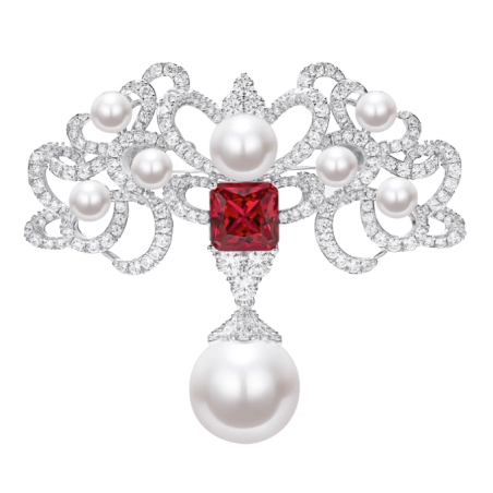 Oriental Pearl Brooch Buddha Energy Protection of White Box Ruby Queen Diamond Energy Heal Pearl Brooch
