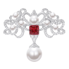 Oriental Pearl Brooch Buddha Energy Protection of White Box Ruby Queen Diamond Energy Heal Pearl Brooch