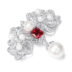 Oriental Pearl Brooch Buddha Energy Protection of White Box Ruby Queen Diamond Energy Heal Pearl Brooch