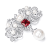 Oriental Pearl Brooch Buddha Energy Protection of White Box Ruby Queen Diamond Energy Heal Pearl Brooch