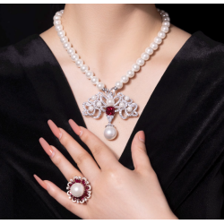 Oriental Pearl Brooch Buddha Energy Protection of White Box Ruby Queen Diamond Energy Heal Pearl Brooch