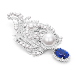 Oriental Pearl Brooch Buddha Energy Protection of White Moonlight Oval Sapphire Energy Heal Pearl Brooch