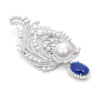 Oriental Pearl Brooch Buddha Energy Protection of White Moonlight Oval Sapphire Energy Heal Pearl Brooch