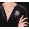 Oriental Pearl Brooch Buddha Energy Protection of Gold Sun Diamonds Energy Heal Pearl Brooch
