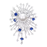 Oriental Pearl Brooch Buddha Energy Protection of White Sun Sapphire Gems Energy Heal Pearl Brooch