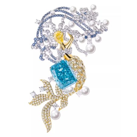 Oriental Pearl Brooch Buddha Energy Protection of White Square Paraiba Yellow Mermaid Energy Heal Pearl Brooch