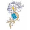 Oriental Pearl Brooch Buddha Energy Protection of White Square Paraiba Yellow Mermaid Energy Heal Pearl Brooch