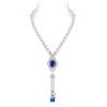 Oriental Pearl Brooch Buddha Energy Protection of White Blue Tassels Square Gems Energy Heal Pearl Brooch