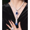 Oriental Pearl Brooch Buddha Energy Protection of White Blue Tassels Square Gems Energy Heal Pearl Brooch