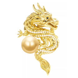 Oriental Pearl Brooch Buddha Energy Protection of Gold Dragon Pinkus Metal Energy Heal Pearl Brooch