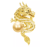Oriental Pearl Brooch Buddha Energy Protection of Gold Dragon Pinkus Metal Energy Heal Pearl Brooch