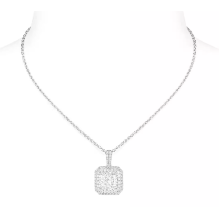 Women Diamond Necklace Health & Life Harmony Energy Protection of Square Classic Style Energy Heal Diamond Necklace