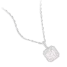 Women Diamond Necklace Health & Life Harmony Energy Protection of Square Classic Style Energy Heal Diamond Necklace