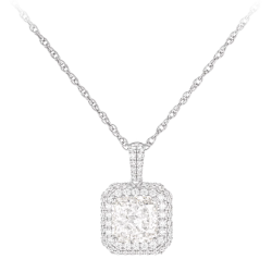 Women Diamond Necklace Health & Life Harmony Energy Protection of Square Classic Style Energy Heal Diamond Necklace